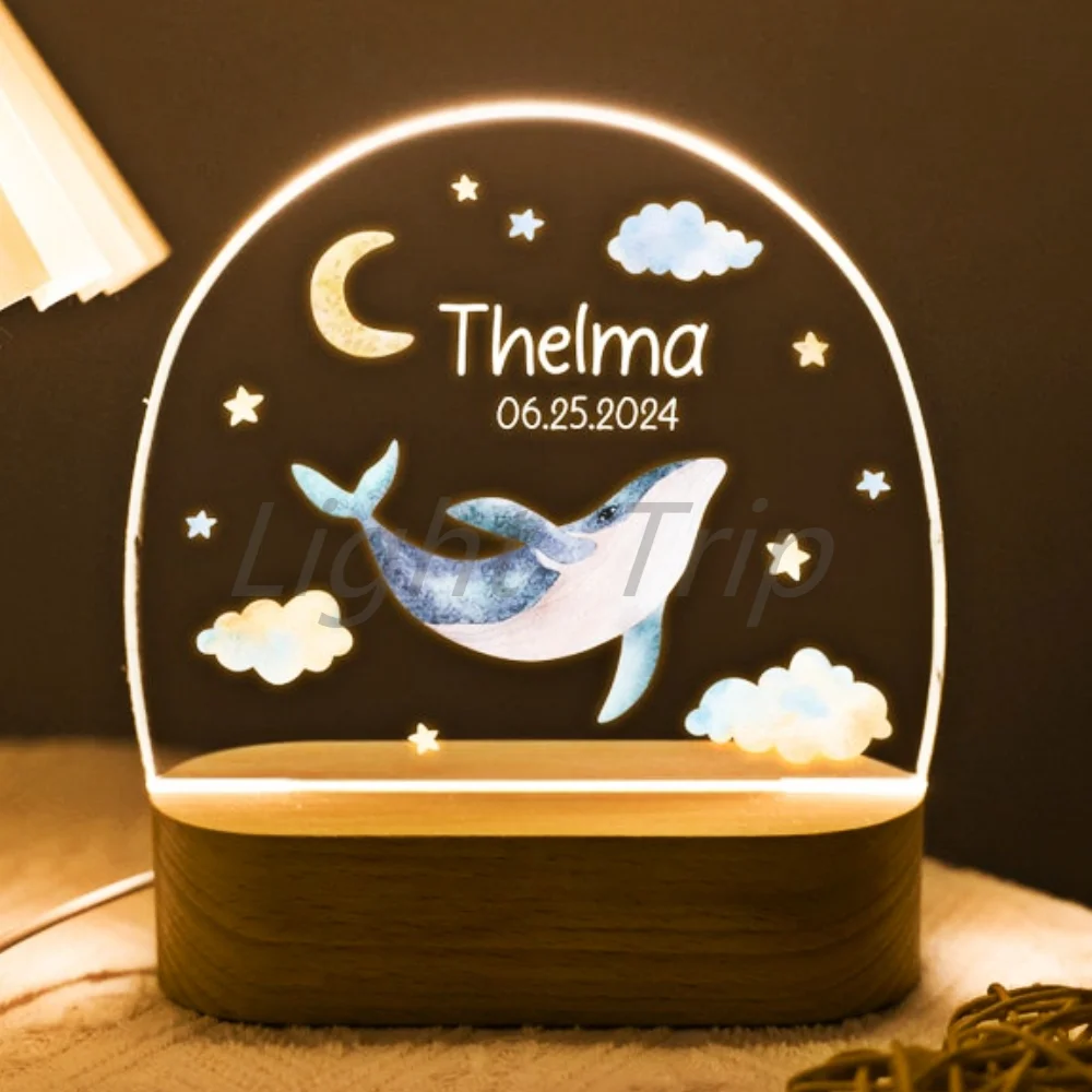 Imagem -05 - Nome Personalizado Led Flower Fairy Nightlights Usb Cores 3d Luz Personalizada Lâmpada Acrílica dos Desenhos Animados para o Bebê Kid Room Decor