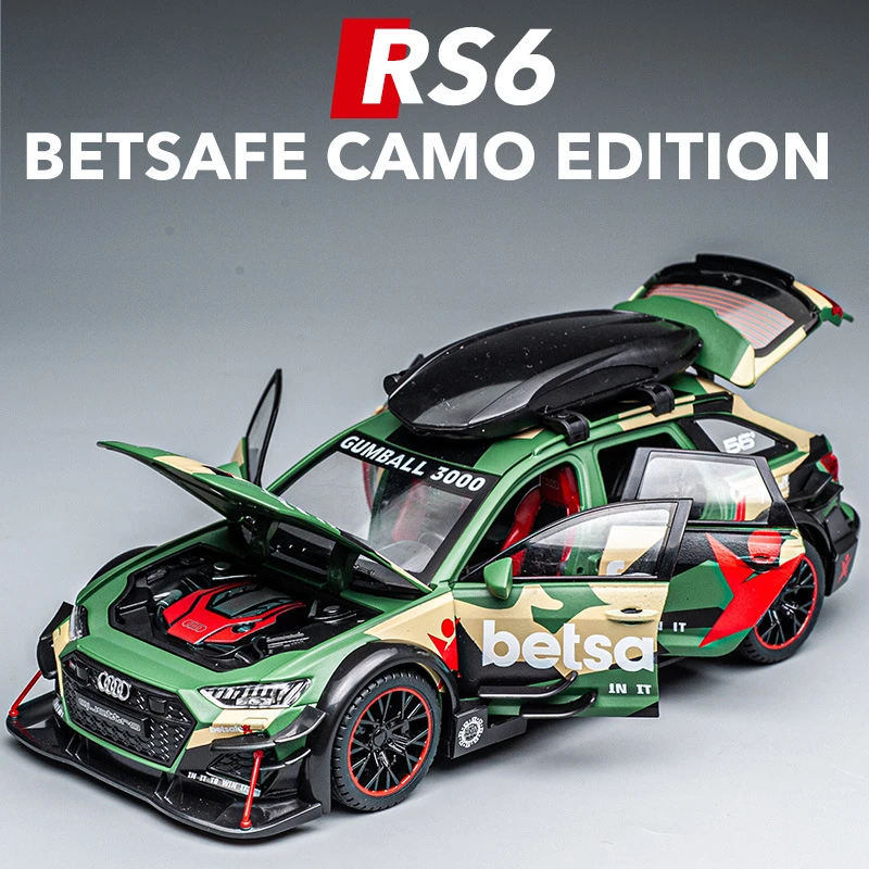 RS6-coche de carreras de aleación fundida a presión 1:24, elegante artículo de colección, regalo perfecto para novio, coleccionable