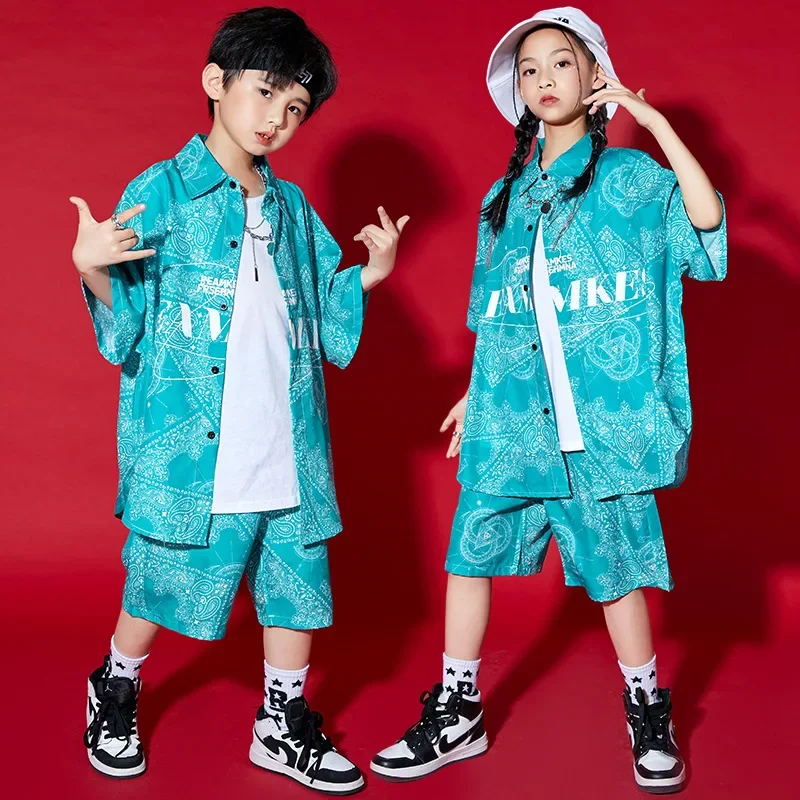 Costumi da ballo per ragazze e ragazzi indossano vestiti da ballo per sala da ballo abbigliamento Hip Hop per bambini maglietta oversize o pantaloncini estivi Streetwear