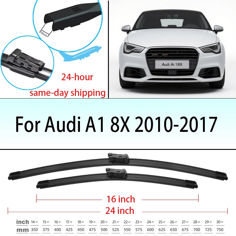 

Front Wiper Blades Set For Audi A1 8X 2010 2011 2012 2013 2014 2015 2016 2017 SLine Windscreen Windshield Window 24"16"