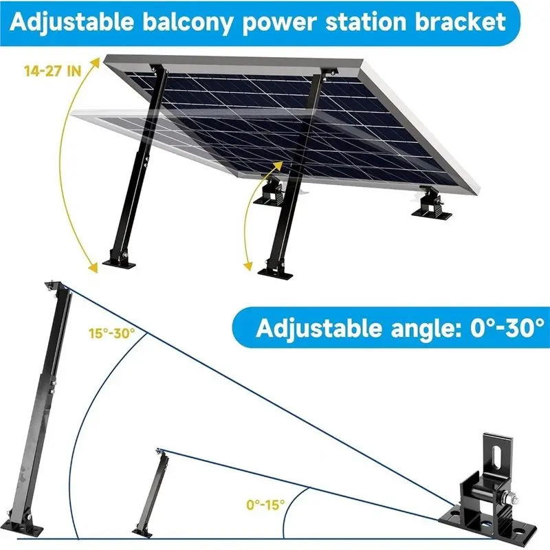 IALJ-Solar Panel Mounting Brackets Adjustable Tilt Aluminum Alloy For Flat Surface Roof RV Boat Off-Grid(Mount Only)