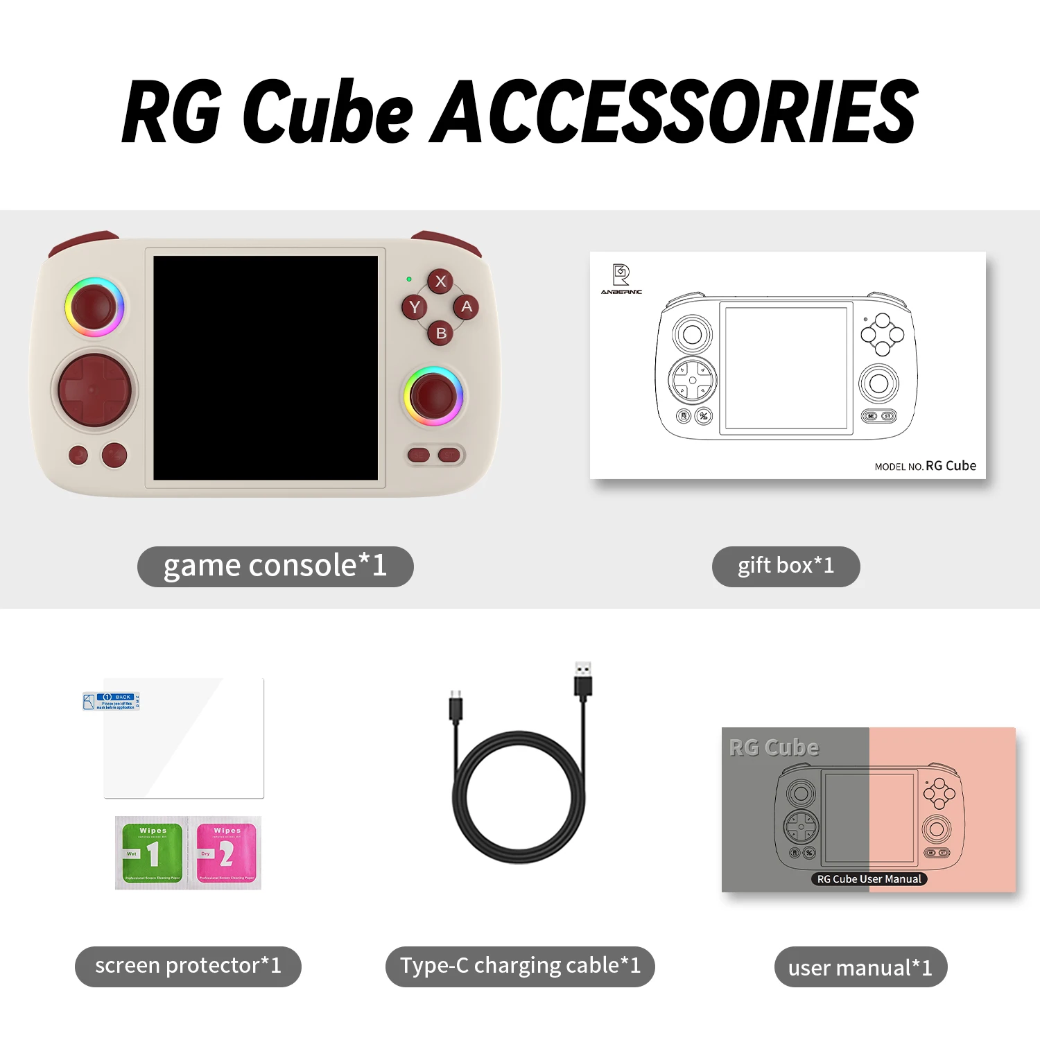 ANBERNIC RG Cube Retro Game Console Handheld Game Player 8 + 128G Multi-Touchscreen Android 13 Systeem Video Game Console 5200mAh