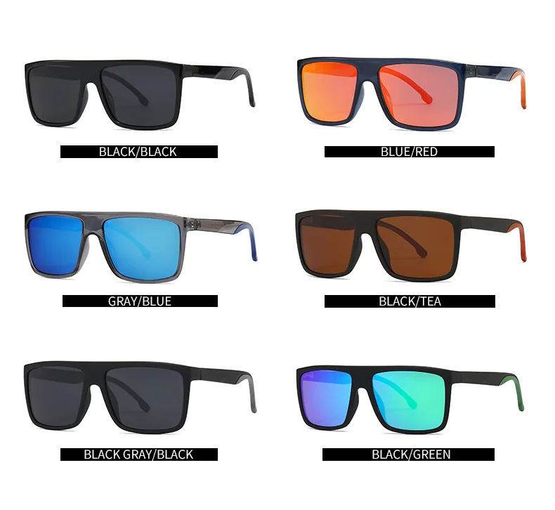 High quality Style Oversized Square Women's Polarizing Mirror Retro Colorful Contrast Frame Outdoor Travel  Sunglasses Men's