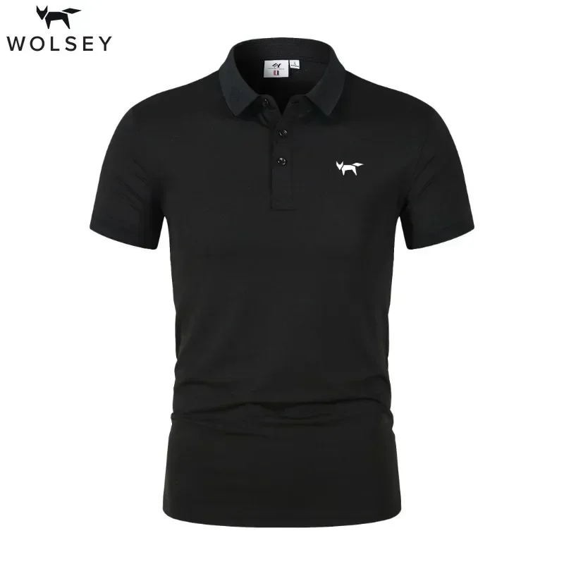 Wolsey Golf letnia męska koszulka polo na co dzień z krótkim rękawem wysokiej klasy dzianinowa koszulka z kołnierzykiem perforowany wzór modna oddychająca koszula