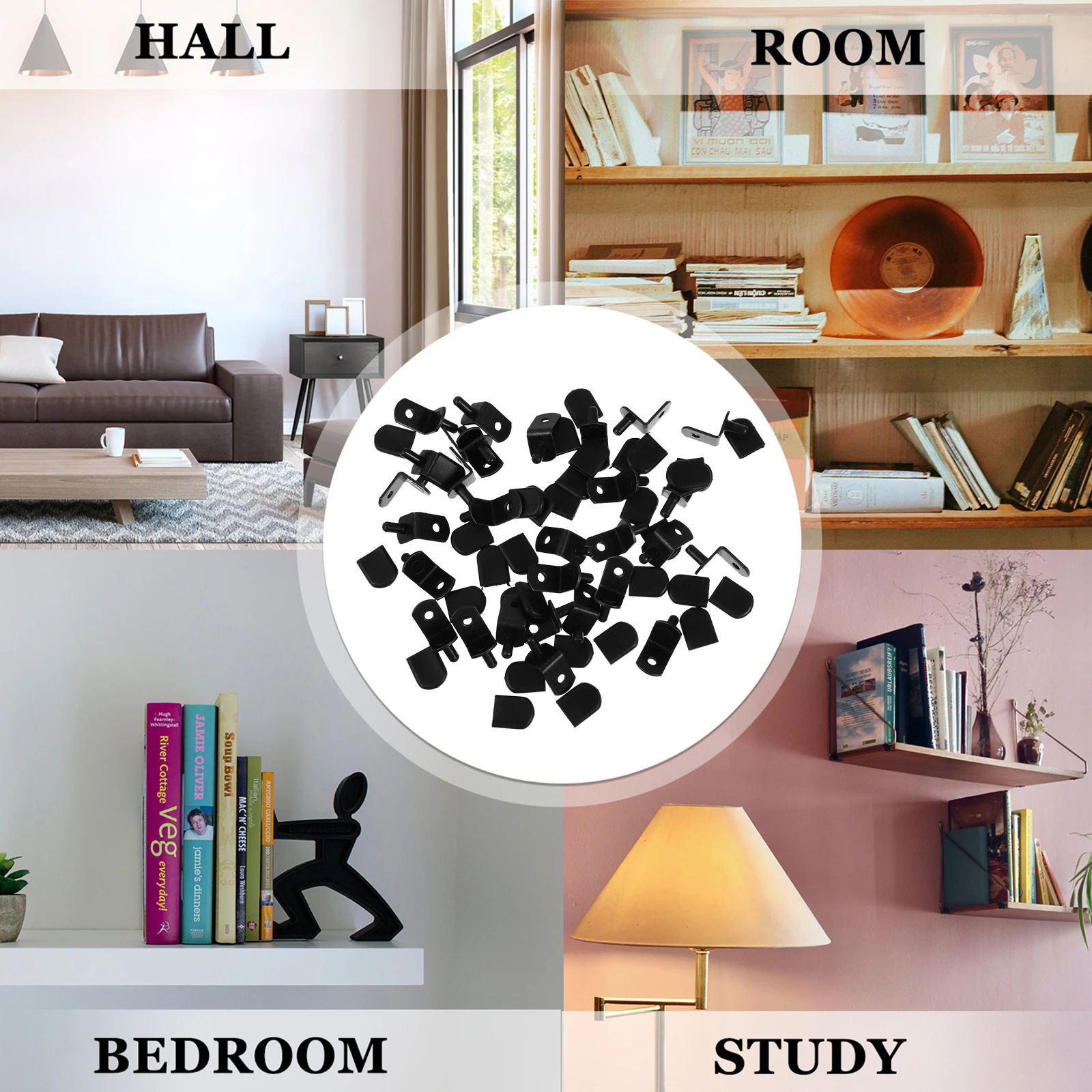 

50Pcs Shelf Support Pegs L-Shaped Shelf Holders Corrosion Resistant for Cabinet Bookshelf Closet Repair