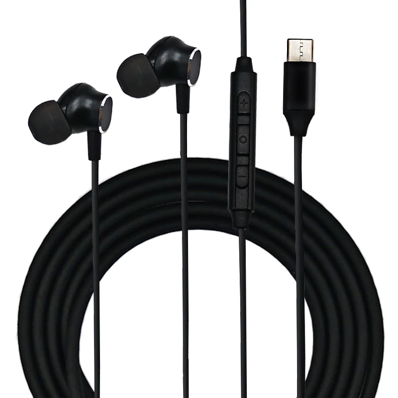 Fit IP15 Digital 32bits TYPE-C Three Button Microphone Earphone TPE Audio Cable Headphone with Soft Cord Oxygen-Free Copper Wire