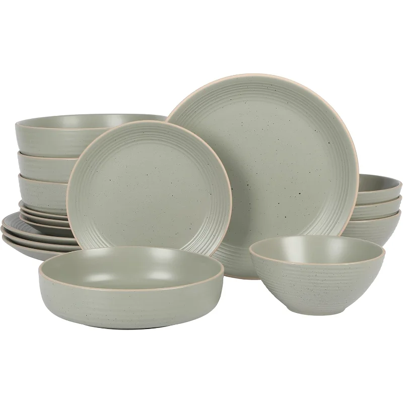 

Stoneware Embossed Speckled Dinnerware , Service for Four (16pcs)