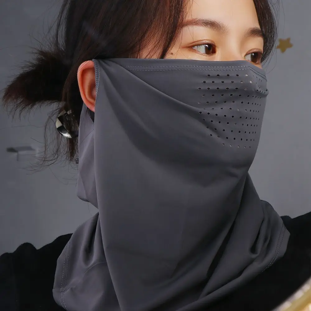 Outdoor Face Shield Solid Color Summer Face Scarves Sports Face Cover Neck Wrap Cover Sunscreen Face Scarf Ice Silk Mask