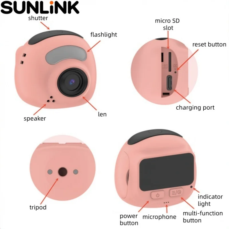 1 szt. kamera sportowa do użytku zewnętrznego 1080P HD, cyfrowa kamera do selfie dla uczniów, mini przenośna kamera dla dzieci, kamera sportowa do wędrówek