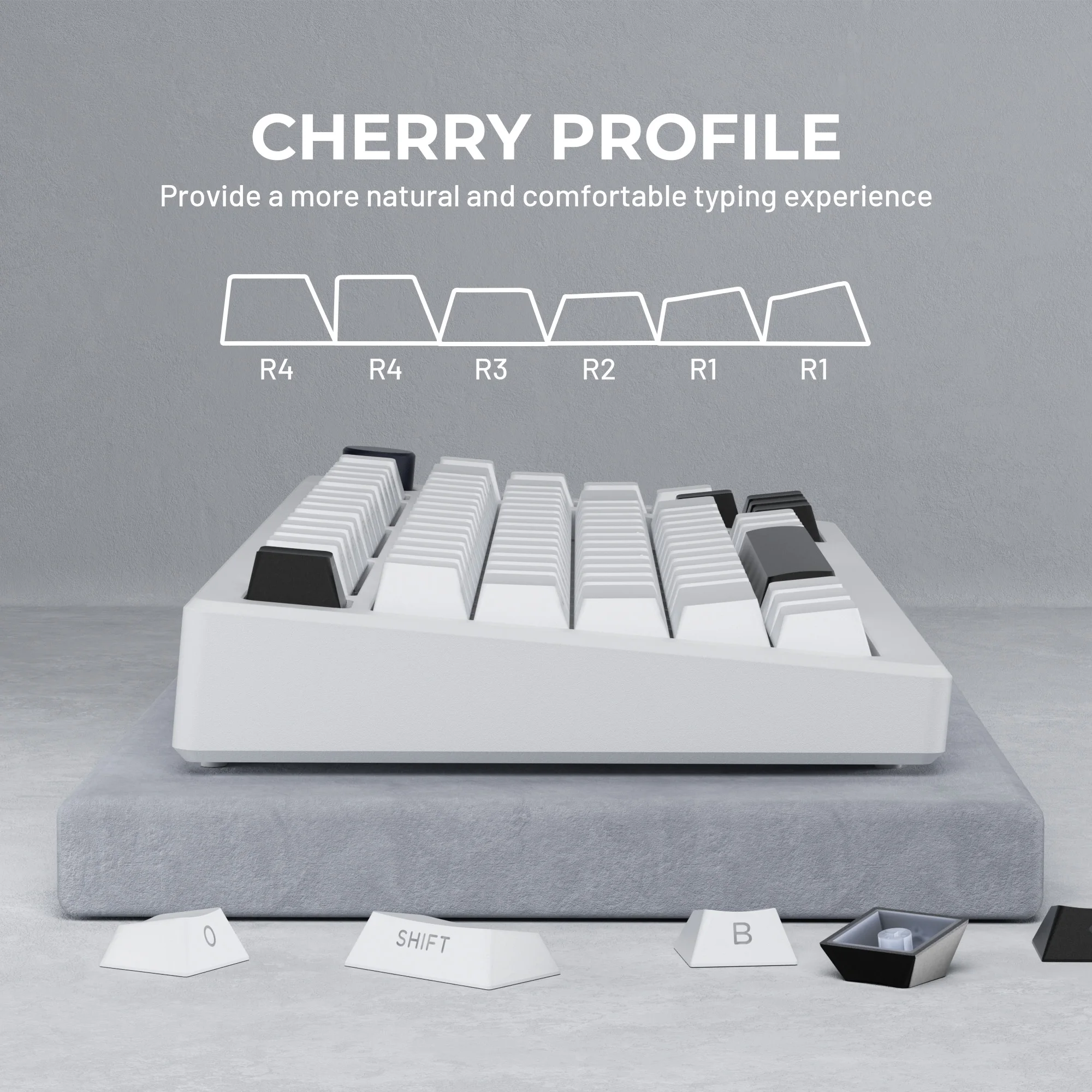 XVX Cherry White Keycaps Side Print Shine Through Double Shot 132 Keys Compatible with 60/65/75/80/100/104/108 Keyboard