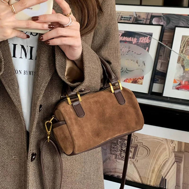 

Retro Faux Suede Women's Shoulder Bag Solid Color Ladies Messenger Bags Simple Matte Leather Female Tote Vintage Handbags Purse
