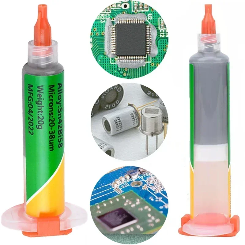 20g Sn42Bi58 Solder Paste Repair Solder Paste Syringe Type Low Medium High Temperature 138C Welding Tools Lead Free