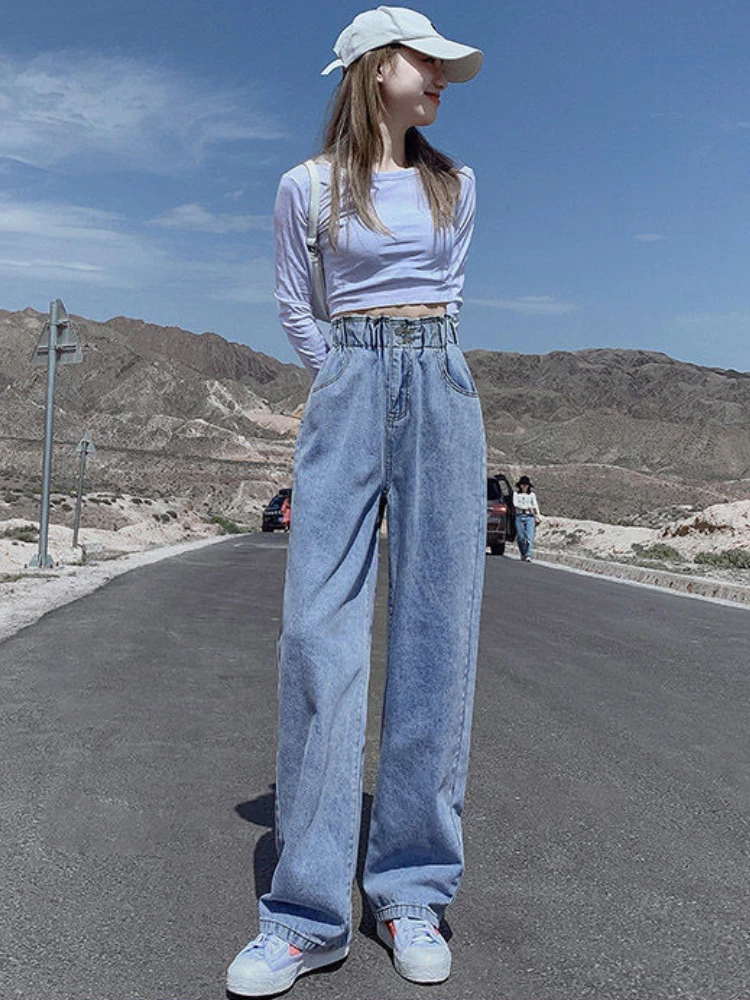 

Wide Leg Jeans Women Loose High Waist Cool Streetwear Basic All-match Fashion Casual College Ulzzang Young джинсы Gentle Ins New