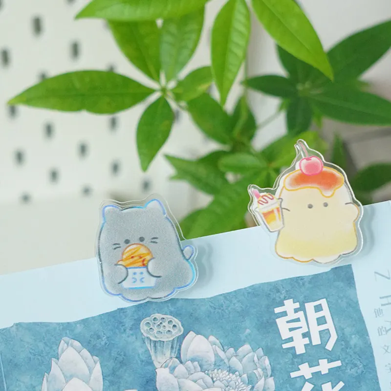 Cartoon Transparent Plastic Book Clips Simple Reading Aid Fixed Book Bookmarks Creative Design Decorative Clip Students Gifts
