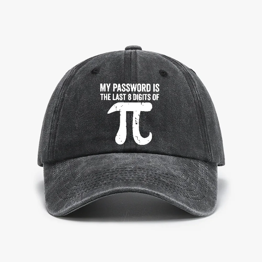 

my password is the last digits of pi cap Math Equations Print Funny Men baseball caps Vintage Washed Denim hat adjustable hats