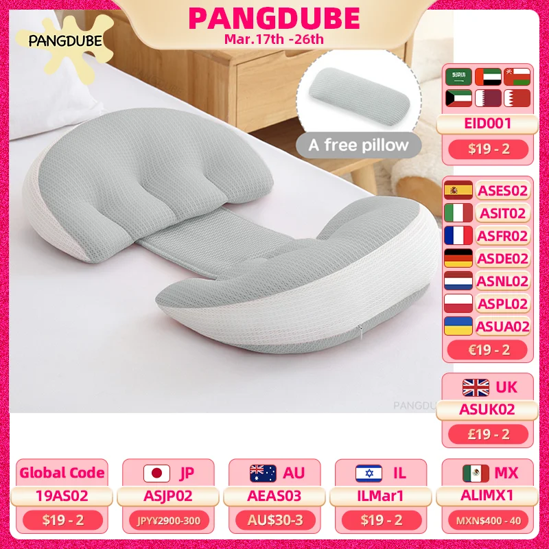 PANGDUBE Pregnancy Waist Support Pillow for Pregnant Women Sleeping Body Pillow Care for Pregnancy Cushion Adjustable Length