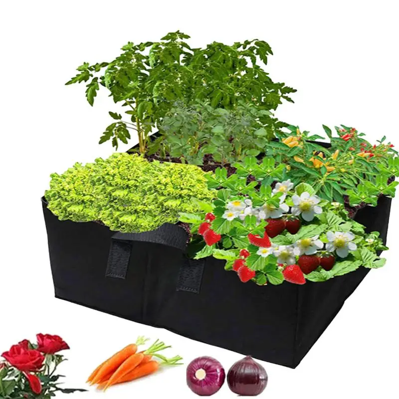 

Fabric Raised Garden Bed Portable Grow Bag Vegetable growing Pot Household Planter with 4 Grids Breathable Planting Container