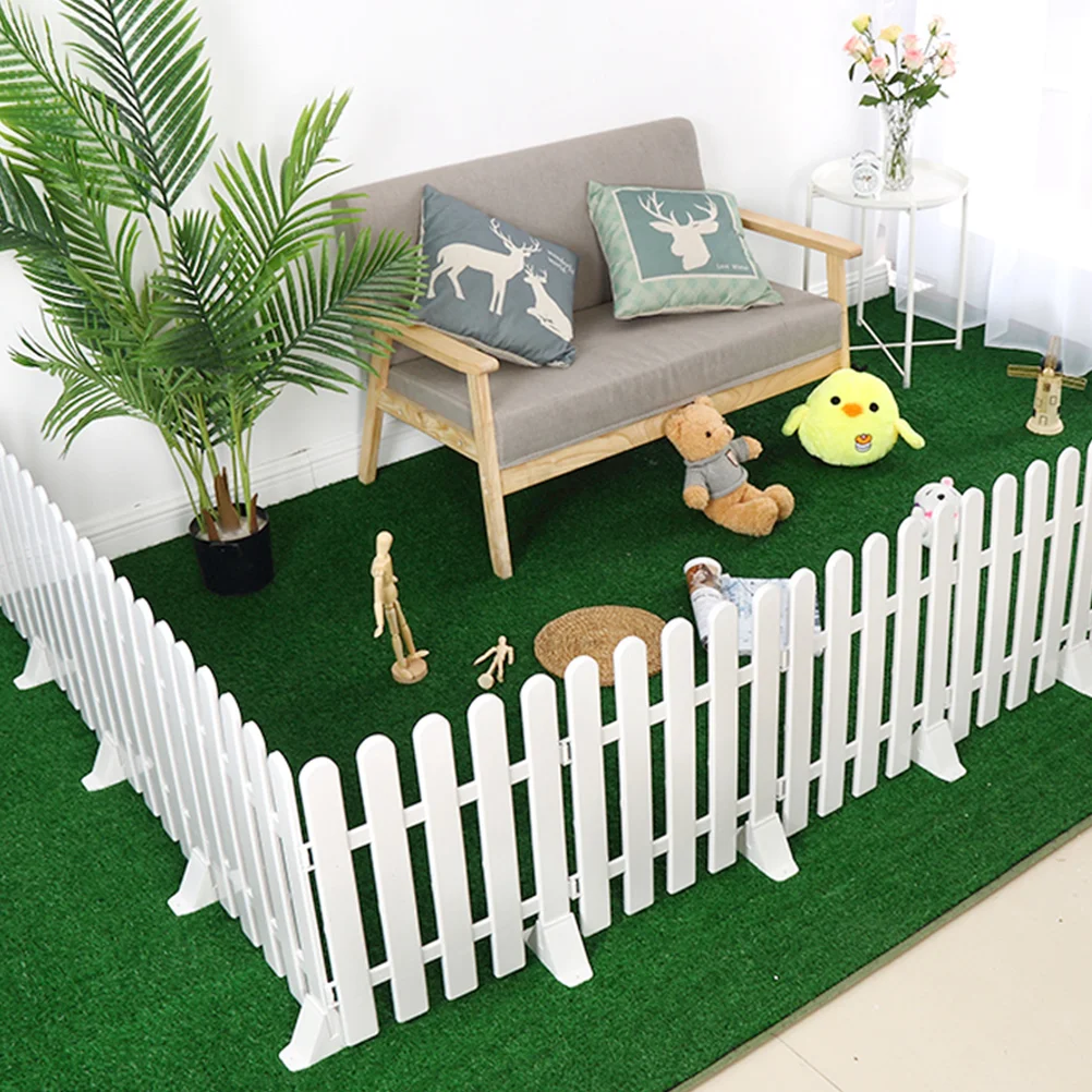 4 Pcs Garden Border Fencing Standing Poles Small Fence Barrier Plastic Base Parts Fences Kit Support