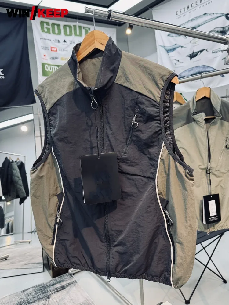 

Мужской уличный походный жилет, куртка без рукавов, износостойкий быстросохнущий жилет для кемпинга, разноцветный водонепроницаемый треккинговый жилет, топы