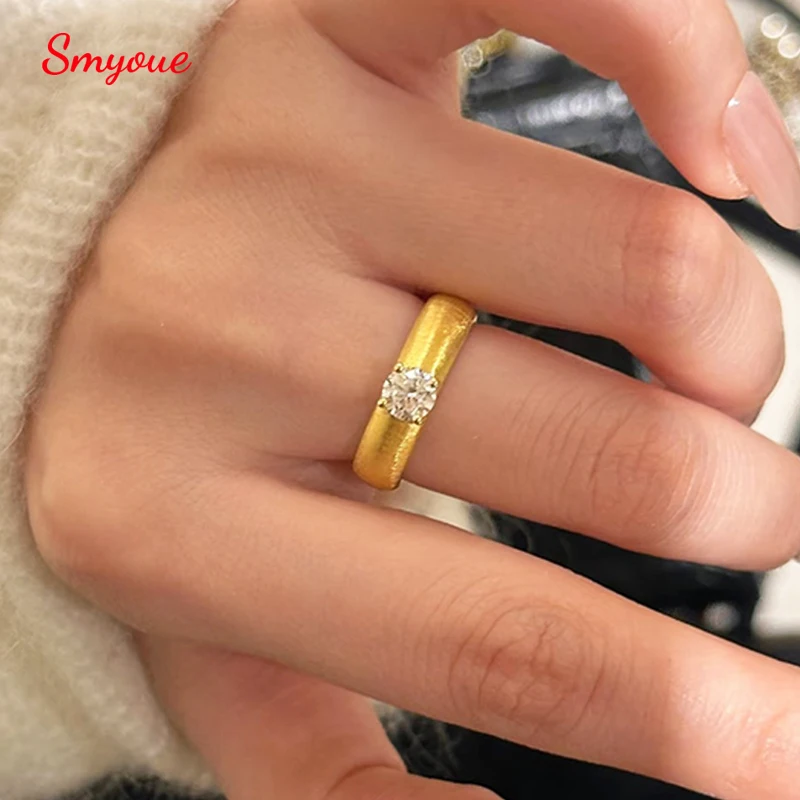 Smyoue Vintage 5mm Excellent Cut Wedding Moissanite Rings for Women 18k Plated Lab Diamond Band 925 Sterling Silver Wholesale