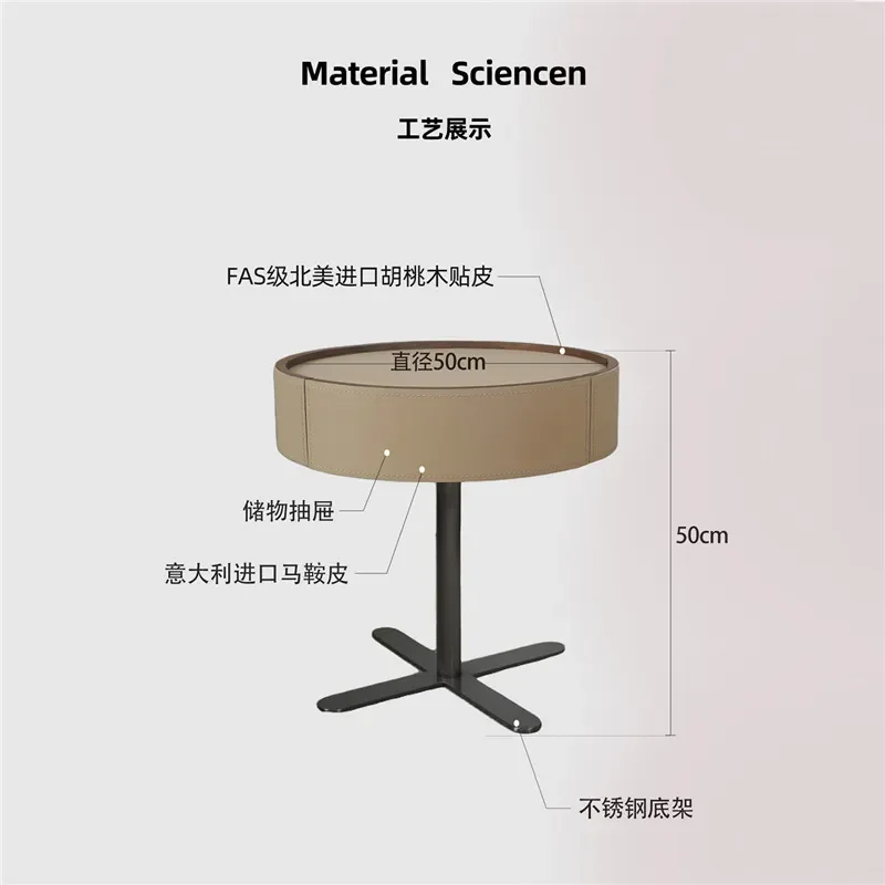 for New Light Luxury Round Bedside Table Household Bedroom High End Small Apartment Sofa Edge Side Table Foshan Furniture