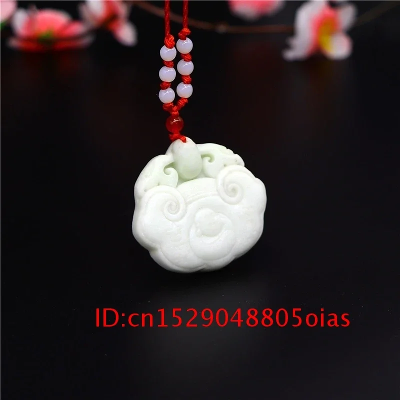 Fashion Chinese White Charm Women Jade Necklace for Lock Jewelry Natural Carved Men Gifts Amulet Pendant