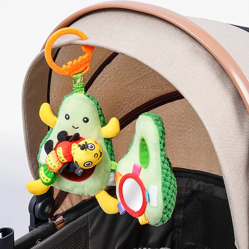 Baby Soft Fruit Caterpillar Handbells Rattles Mobiles Plush Infant Cart Pendant Bed Hanger Handle Toys Selling Teether Newborn