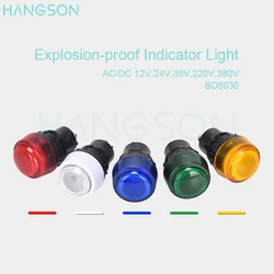 Luz indicadora a prueba de explosiones, lámpara de señal LED AC 24V DC 36V 220V 380V, lámpara piloto EX para operación, Control de caja de distribución DIY