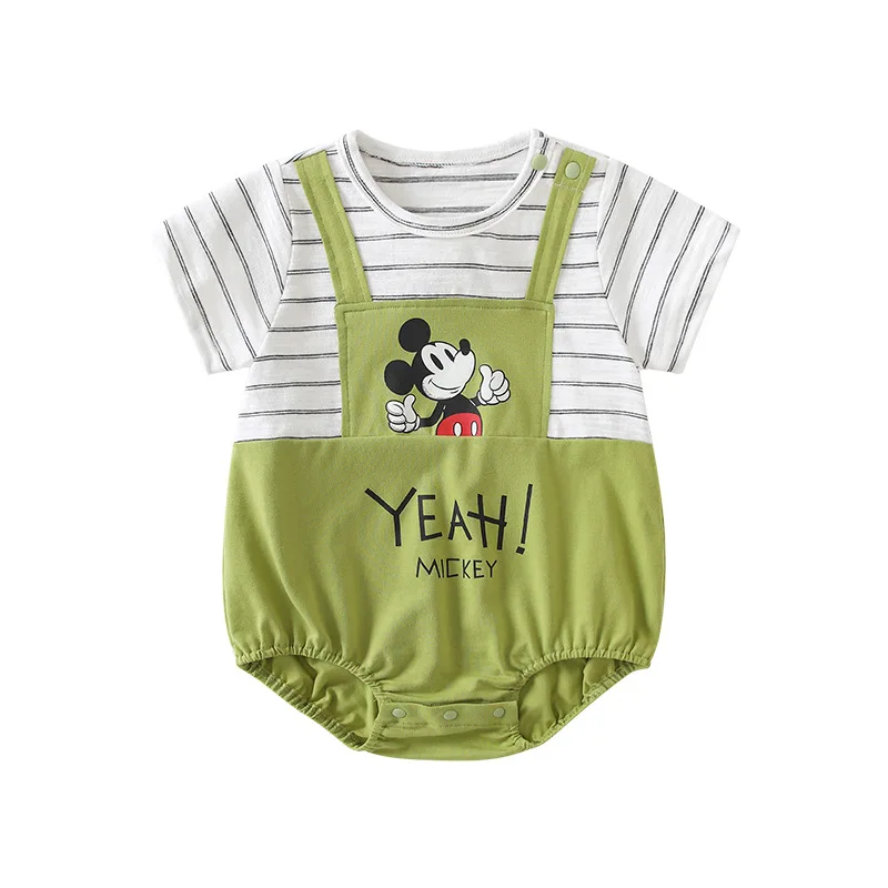 

MINISO Mickey Summer Baby Boy Short Sleeve Fart Clothes Triangle Climbing Newborn Romper Infant Bodysuit 0-1 Years Jumpsuits