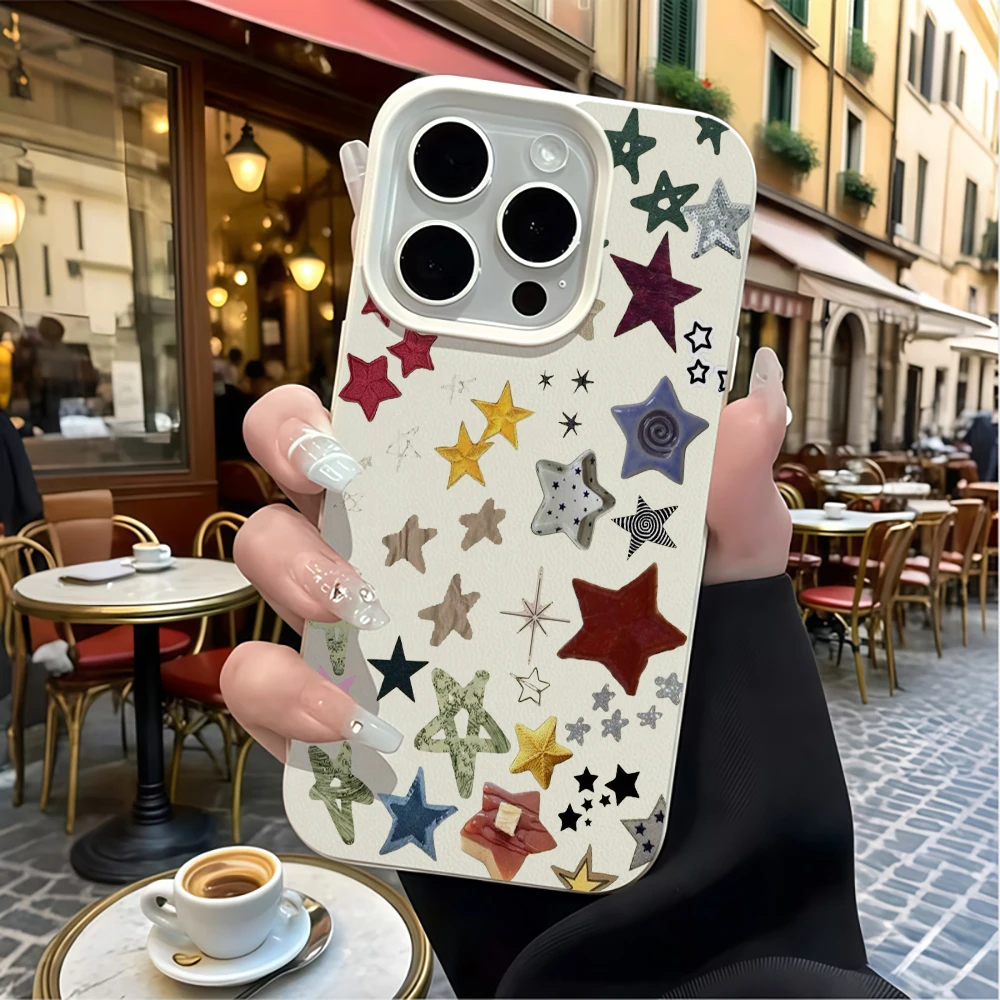 Five-Pointed Star Lychee Pattern Luxury Phone Case For 17 12 13 14 15 16 11 Pro Max Air 14 16 15 Plus X XS XR 16 2 in 1 Cover - view 5