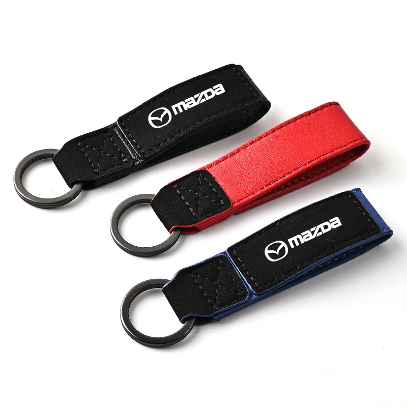 Suede Leather Anti-Lost Car Key Chain Pendant Buckle For Mazda 2 3 5 6 BL BM GJ CX3 CX4 CX5 CX-5 CX8 KE KF CX7 CX9 MX5 CX30