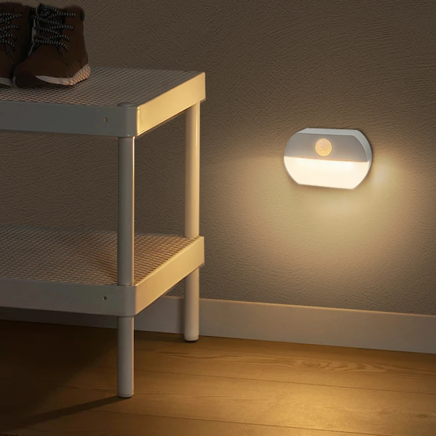 Lampada da notte Wireless con sensore di movimento luci notturne a LED batterie piccole luci notturne lampada per armadio corridoio della stanza facile installazione