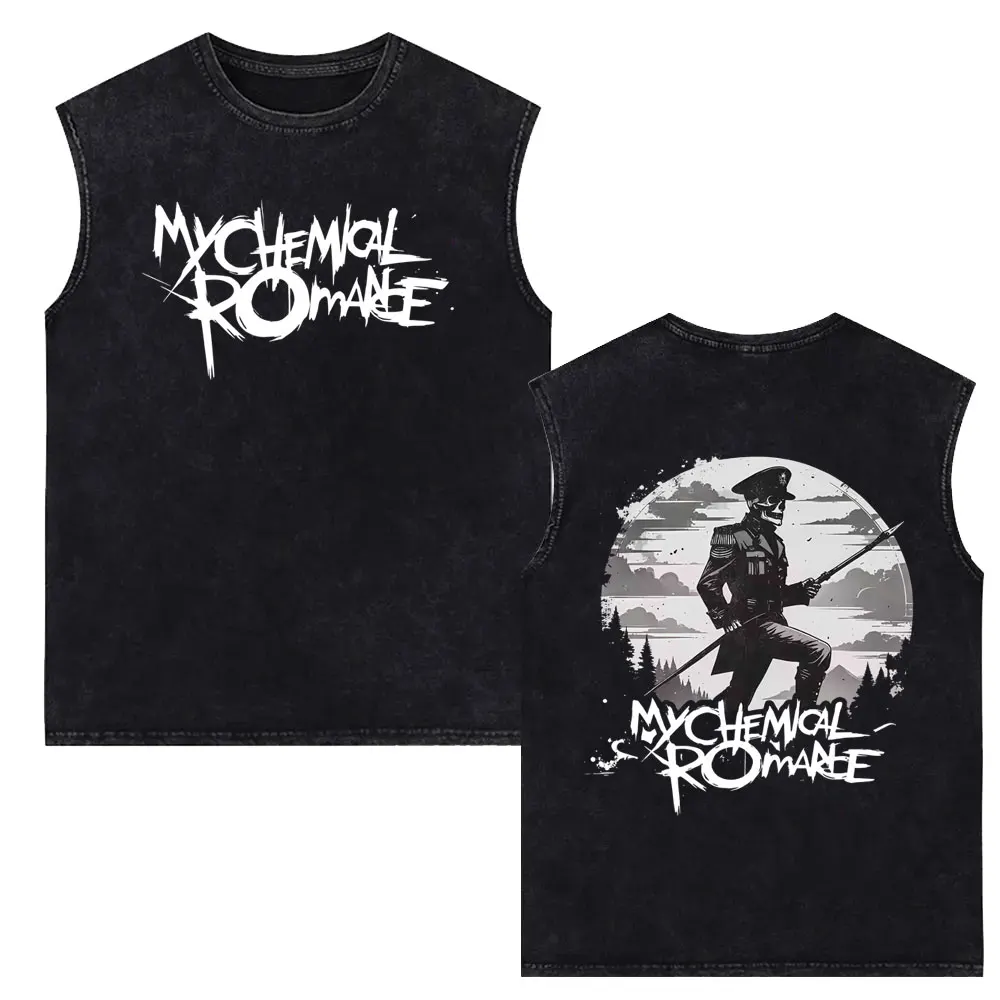 

My Chemical Romance The Black Parade Vintage Washed Tank Tops T-shirts Men Women Retro Punk Emo Rock Sleeveless Vest T Shirts