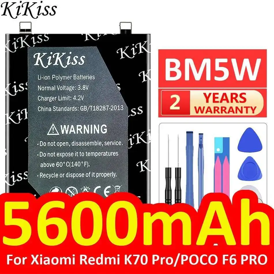 

Долговечный аккумулятор для мобильного телефона BM5W для Xiaomi Redmi K70 Pro Poco F6 5600 мАч, высокая совместимость
