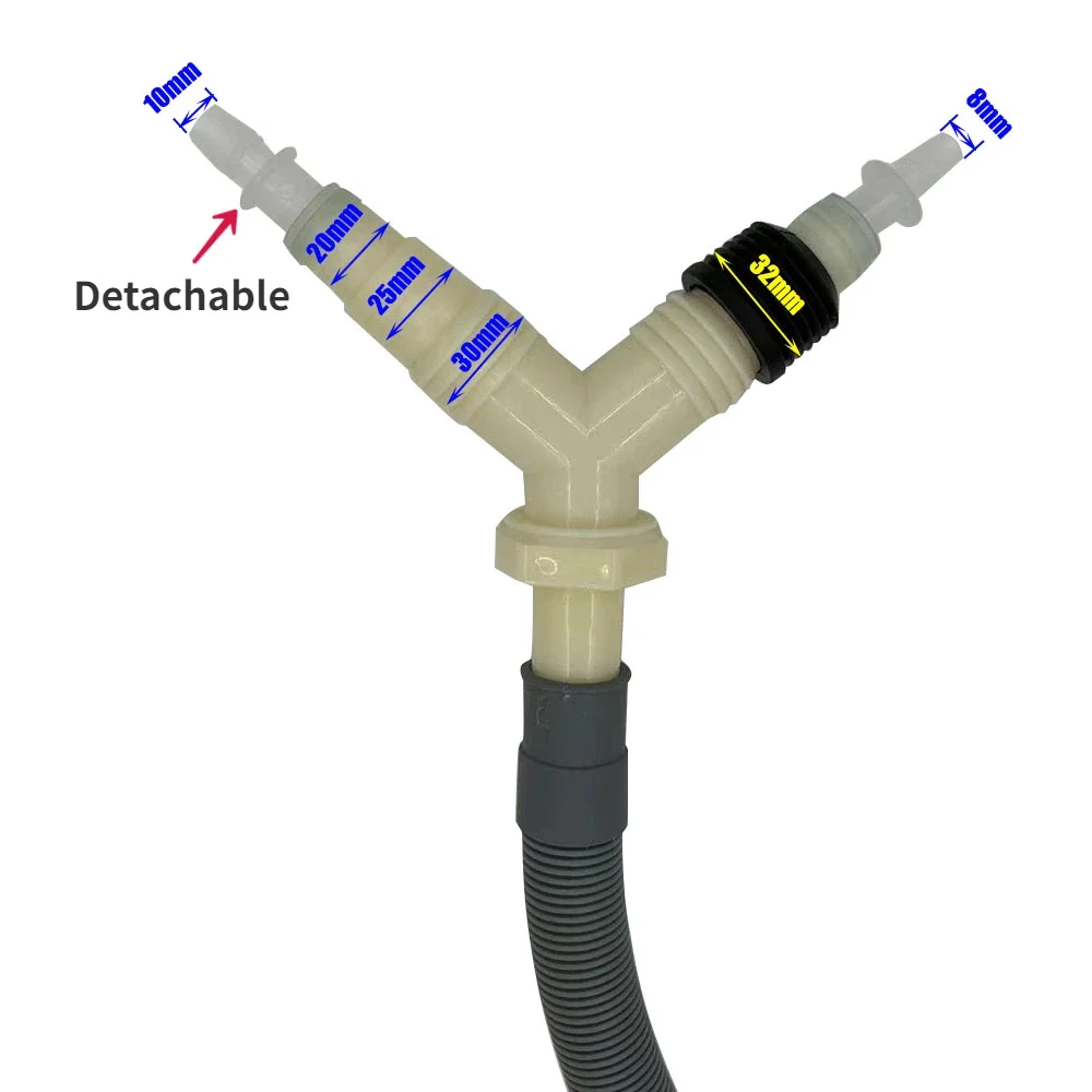 Adapter do rury spustowej węża odpływowego do suszarki odpływ pralki z przedłużonym 10mm 8mm czterokierunkowym złączem rura do drenażu