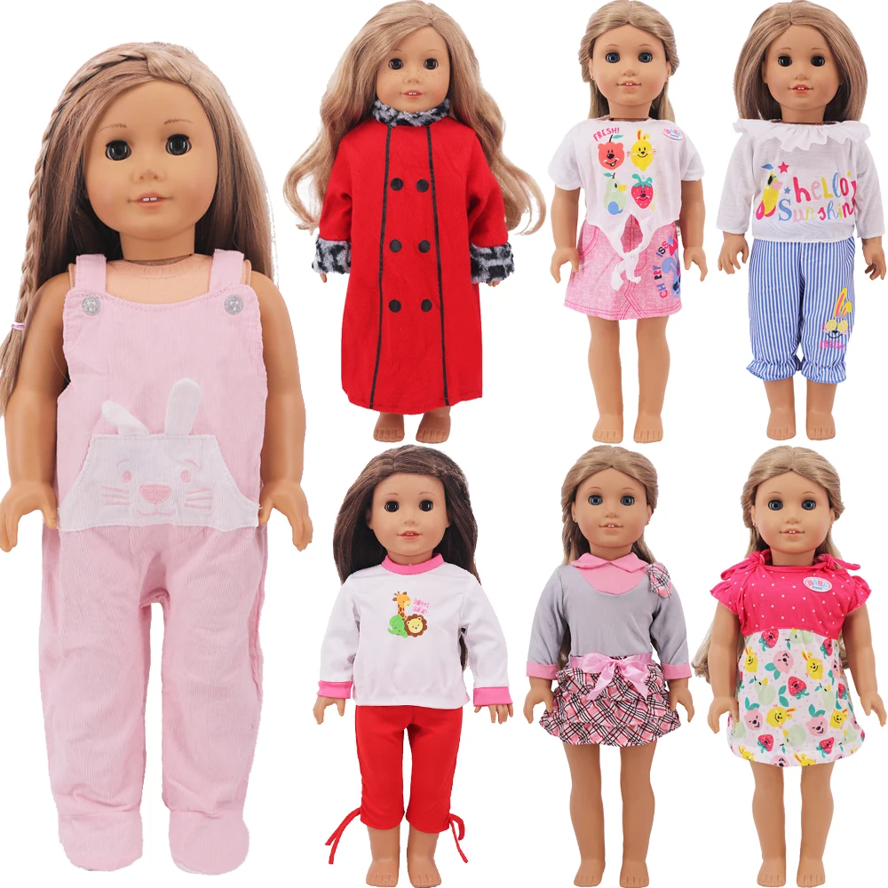 Doll Clothes Dress Cute Strap Pants 18inch Girl's American Doll Accessories Pajamas 43cm Baby Reborn Our Generation Baby Clothes