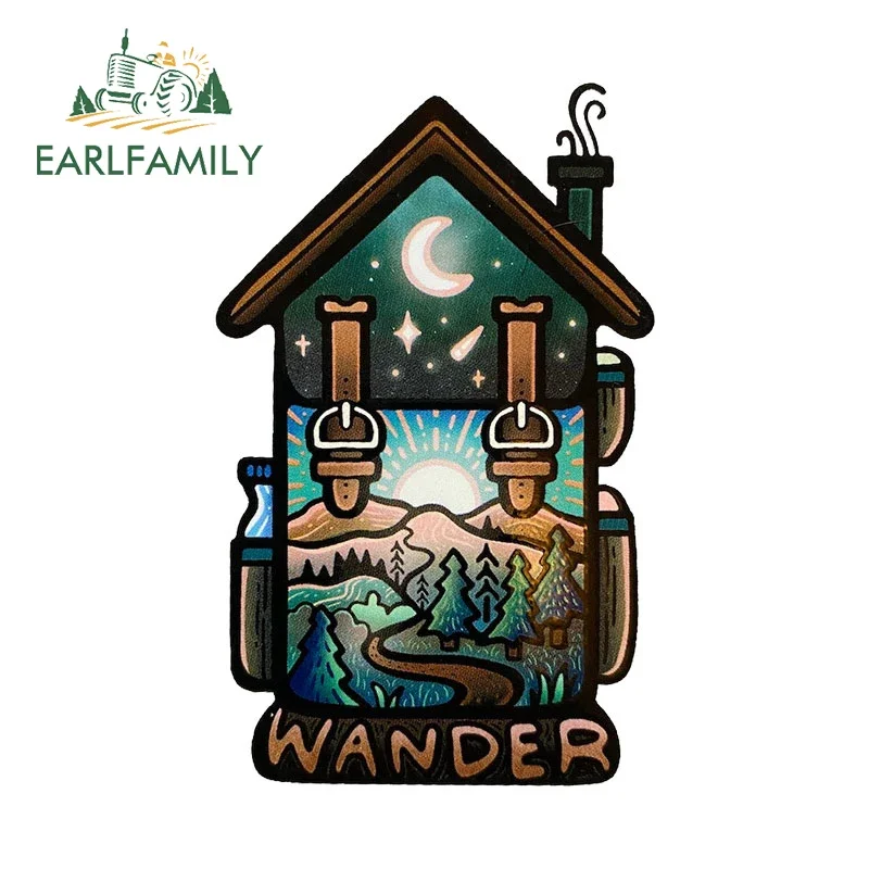 

EARLFAMILY 13cm X 8.1cm For WANDER Travel Bagpack Car Stickers Cartoon Simple Decals Vinyl Car Wrap Creative Laptop Simple Decor