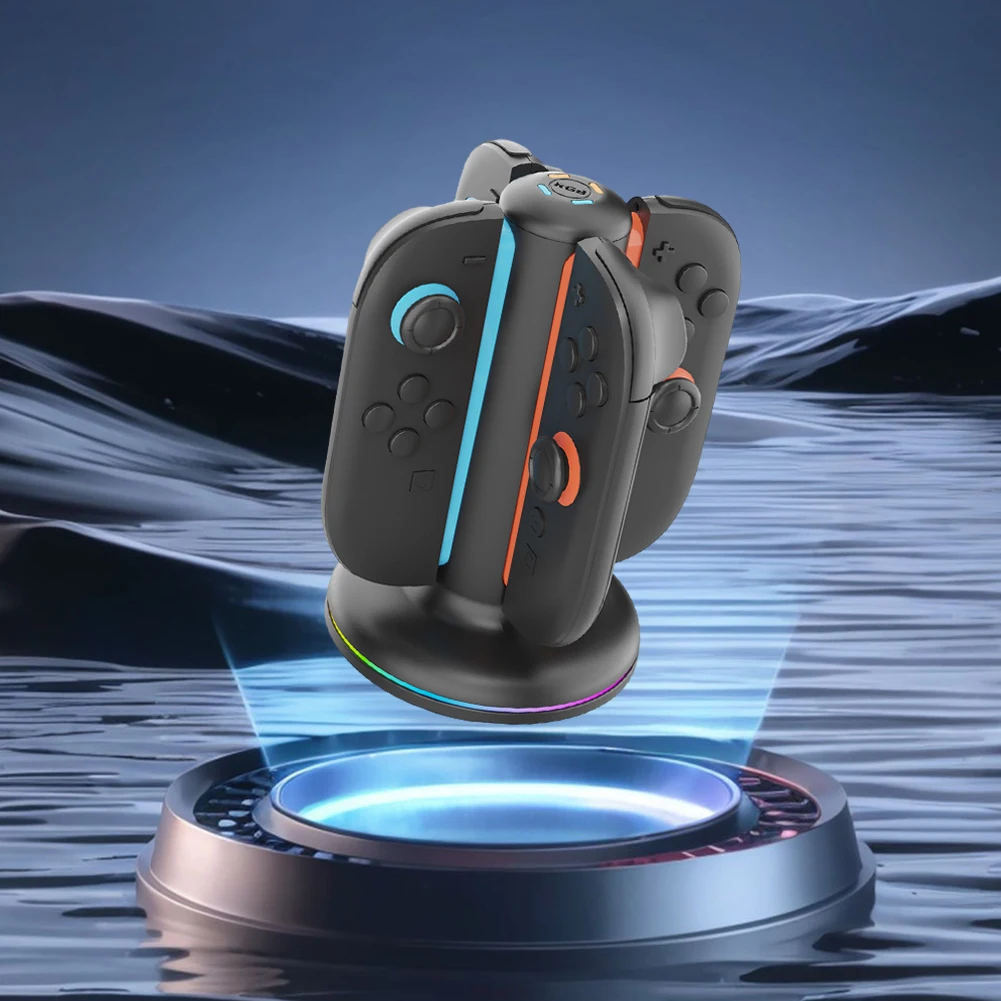 شاحن وحدة التحكم مع أضواء وحدة تحكم مغناطيسية شاحن حامل محطة شاحن مغناطيسي لنينتندو سويتش 2