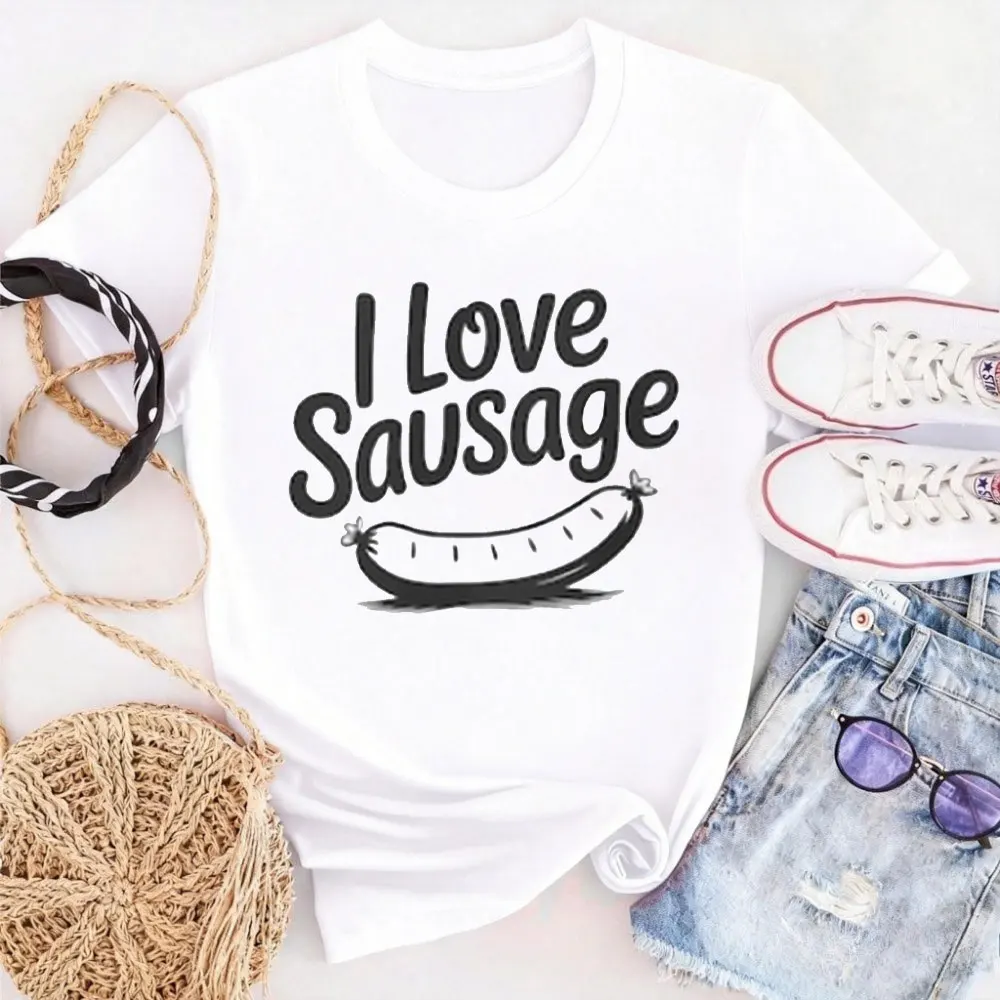 Camiseta I Love Sausage, camiseta retro para amantes de la gastronomía, camiseta de manga corta Sausage Club, ropa para hombre, camiseta Club Food Club, camisetas para amantes de la salchicha
