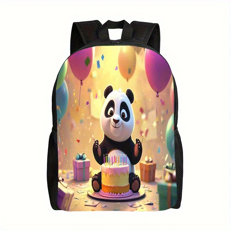 

Panda Birthday Party Backpack, Cute Panda and Balloon Print - High Capacity School Bag with Adjustable Shoulder Strap
