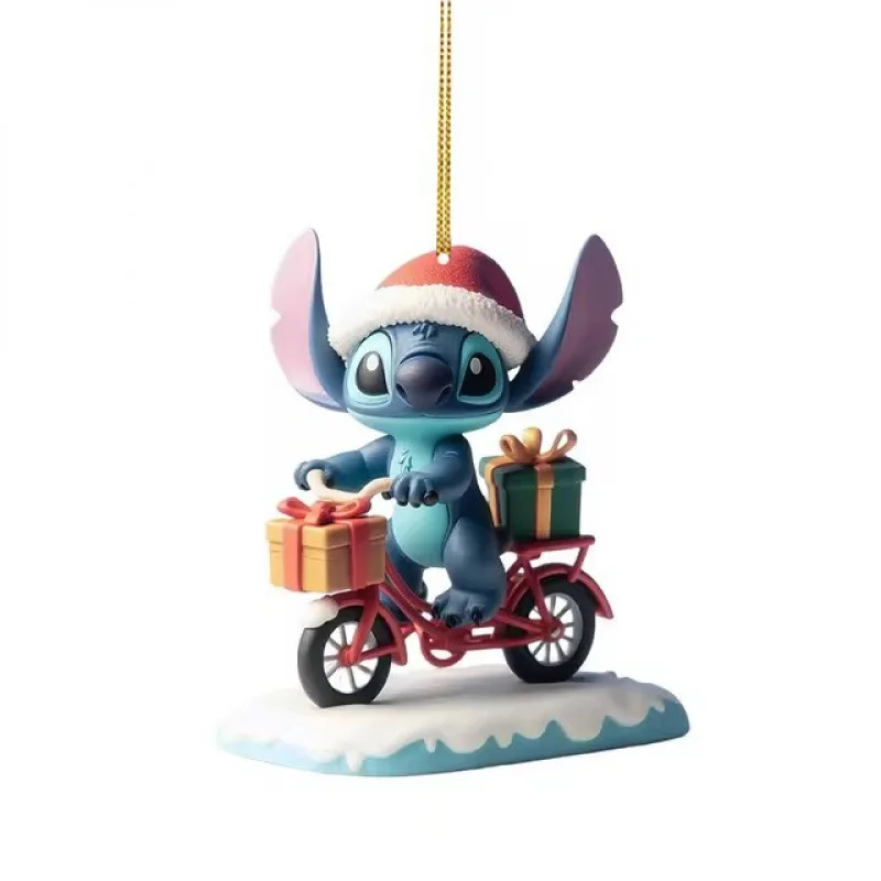 Disney Stitch Dolls Ornaments Anime Cartoon 2D Acrylic Flat Hanging Christmas Tree Decoration Pendants Home Decor Kids Toy Gifts