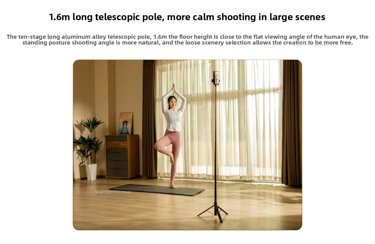 Original Xiaomi Zoom Boden-Selfie-Stick mit Bluetooth-Fernbedienung, Tragbares Multifunktionales Stativ – Detail 4