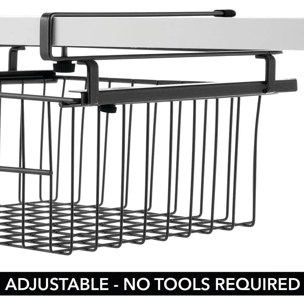 Cesta de cajón extraíble colgante compacta - organizador de almacenamiento deslizante debajo del estante - alambre metálico - se fija a los estanterías - fácil instalación