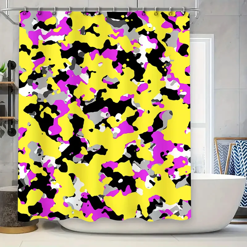 

Vintage Style Shower Curtain Waterproof Bath Decor with Floral Print for Home Bathroom Accessories Modern Design in Beige Colo