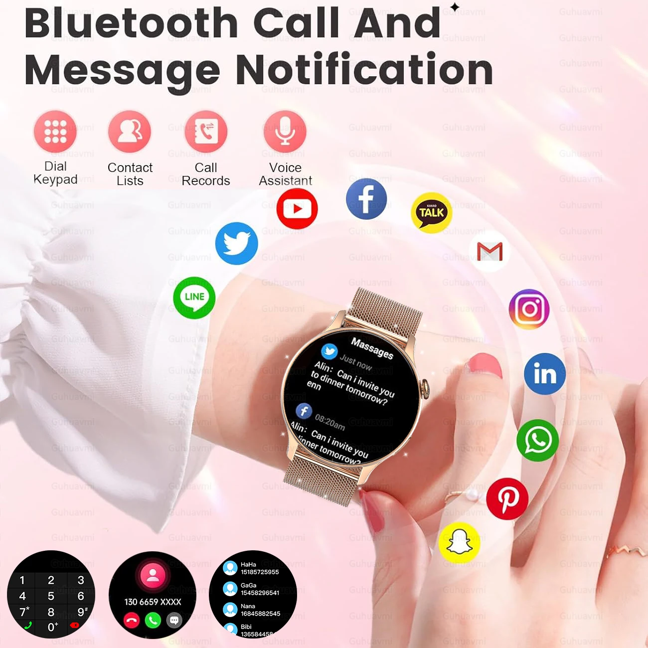 2026New Smart Watch Women Custom Dial NFC GPS trajectory clock Heart Rate bloodpressure BT Call Smartwatch For Android iOS mini