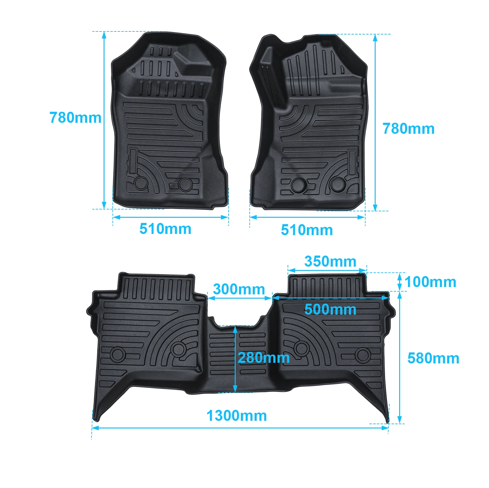 3D TPE Car Floor Mats Custom for Ford Ranger Raptor Next Gen 2022 2023+ Double Cabin Car Styling Matte Black Foot Pad