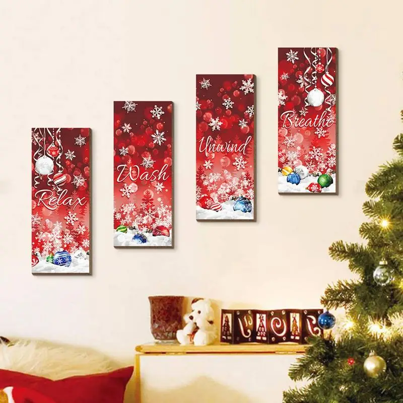 

Christmas Wooden Wall Art 4X With Snowflake Happy Holidays Decoration Winter Happy Holidays Wooden Sign Christmas Signs With