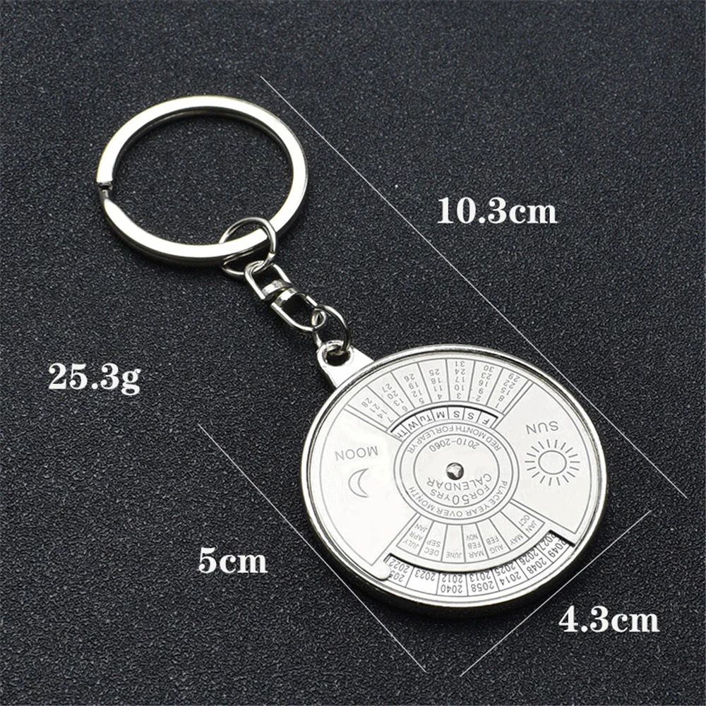 Compass Unique Silver 2010 To 2060 3D Alloy 50 Years Keyring Keychain Perpetual Calendar