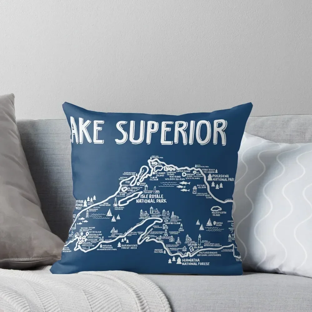 

Lake Superior Map Throw Pillow Christmas Pillowcase Sitting Cushion Christmas Cushion For Home pillow