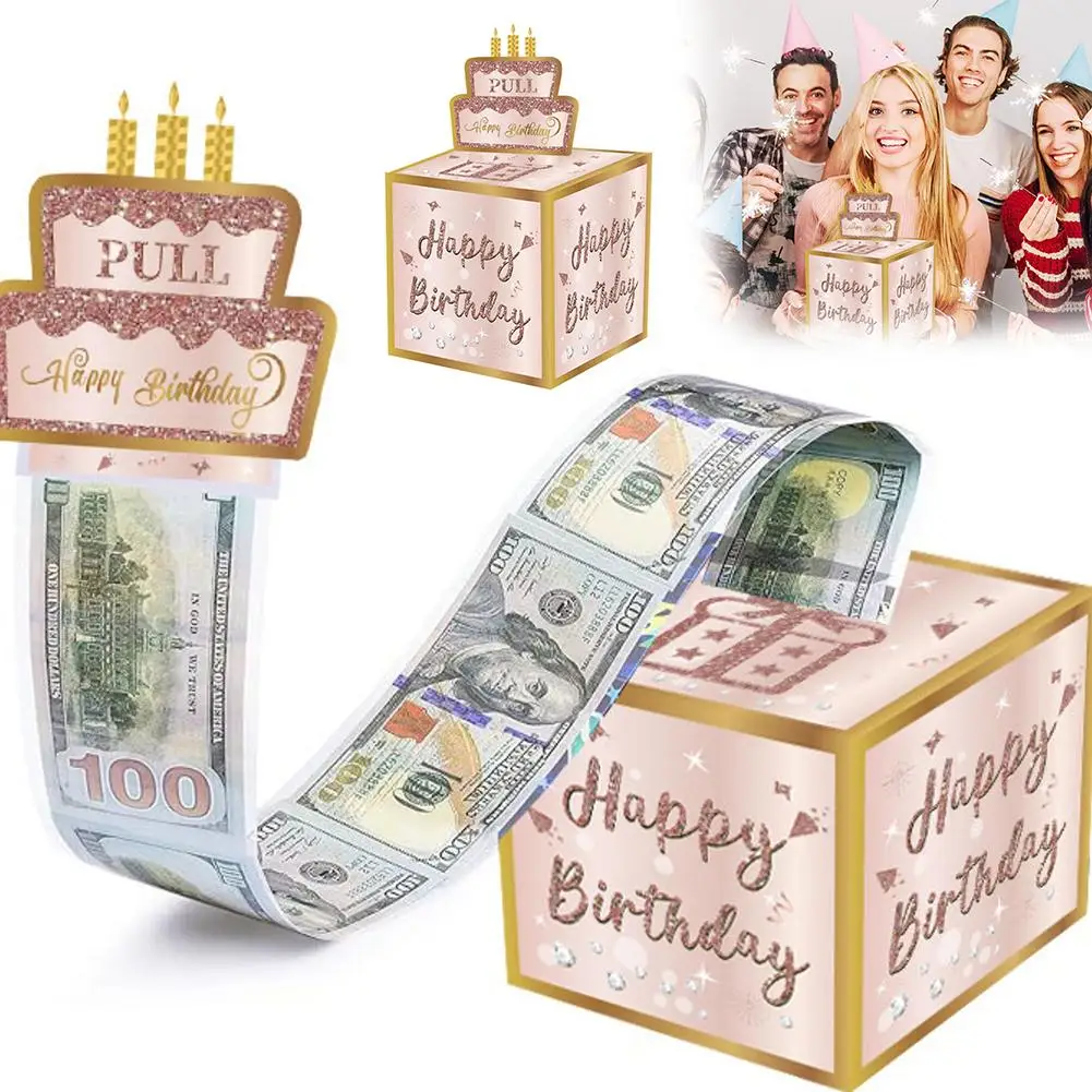 Boîte à argent créative pour anniversaire, boîtes cadeaux surprise pour enfants et adultes, cadeaux joyeux anniversaire à extraire, cadeaux porte-bonheur